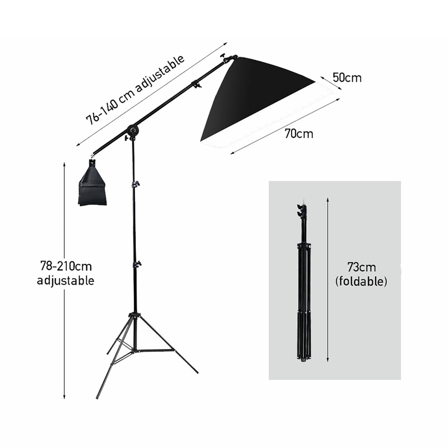 Photo Studio Continuous Softbox Lighting Boom Arm Video Soft Box Light Stand Kit