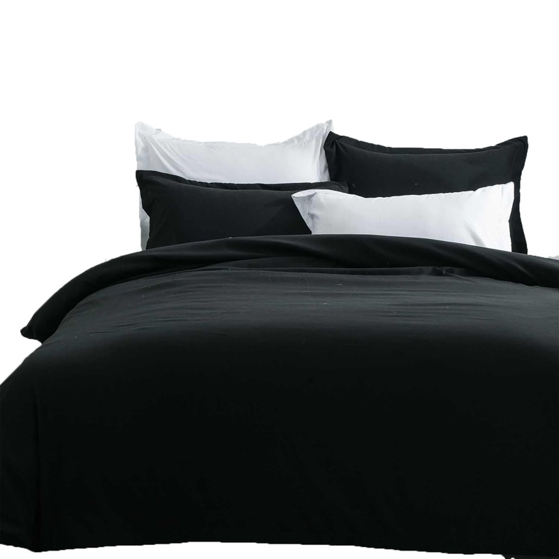 Buy Premium Soft Solid Plain Quilt Cover Set Black MyDeal