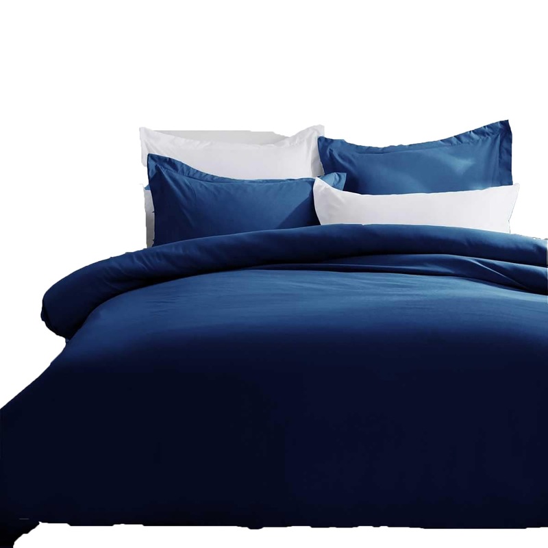 Buy Premium Soft Solid Plain Quilt Cover Set Navy Blue MyDeal