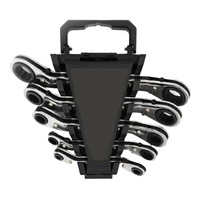 Ratchet Spanner Set Metric Ring Wrenches Ring Spanner With Black Rack - 5pcs