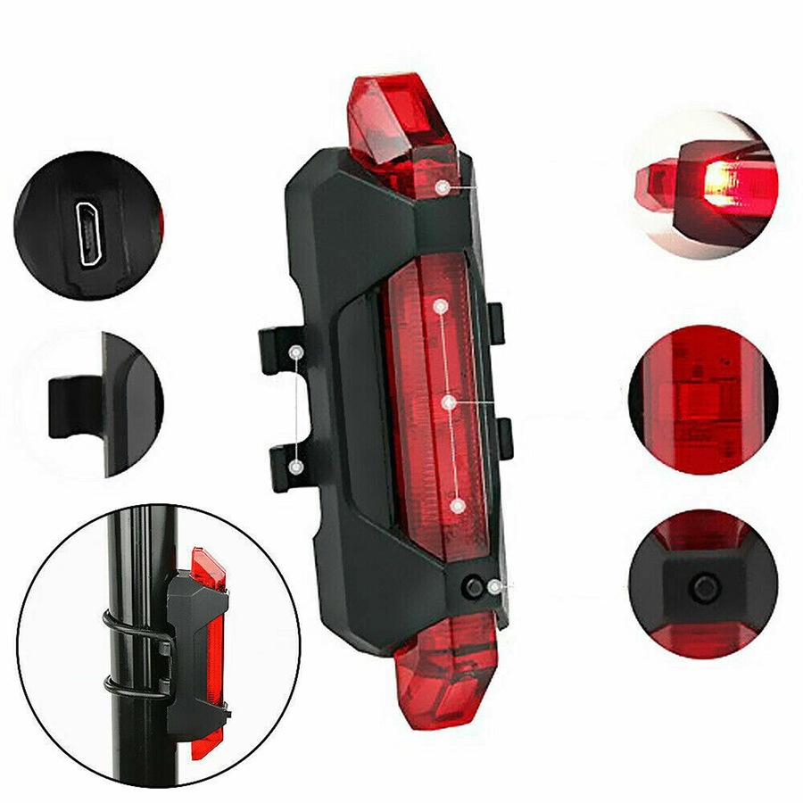 Rechargeable LED Bike Light USB Waterproof Cycle Front Rear Bicycle Headlight