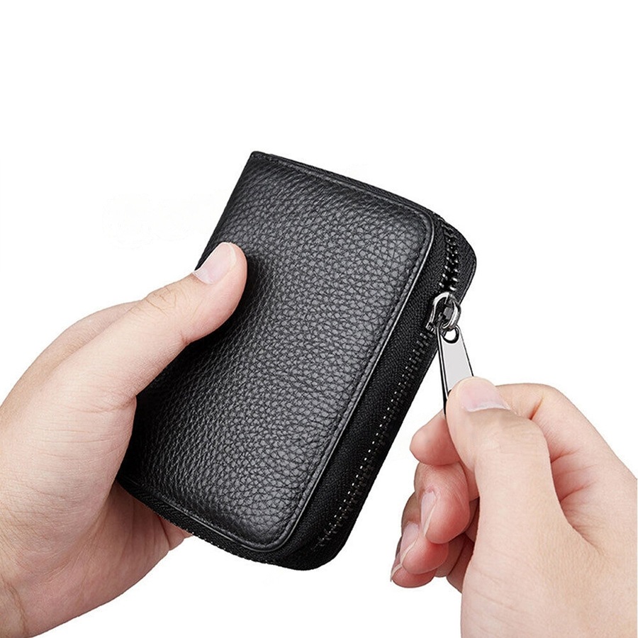 RFID Blocking Credit Card Holder Genuine Wallet Business Case Purse - 22 Cards