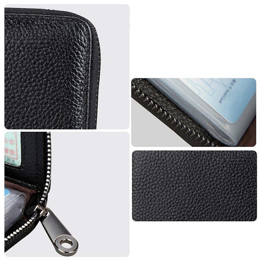 RFID Blocking Credit Card Holder Genuine Wallet Business Case Purse - 22 Cards