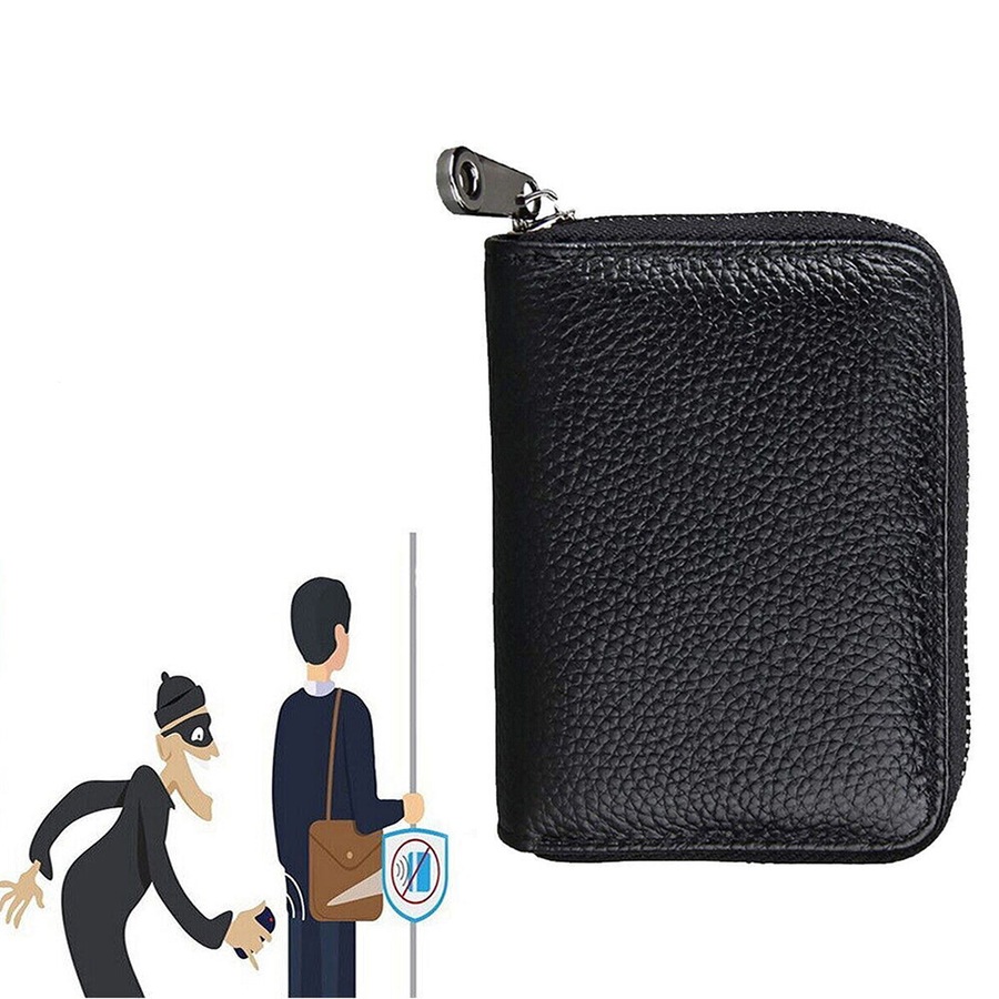 RFID Blocking Credit Card Holder Genuine Wallet Business Case Purse - 22 Cards