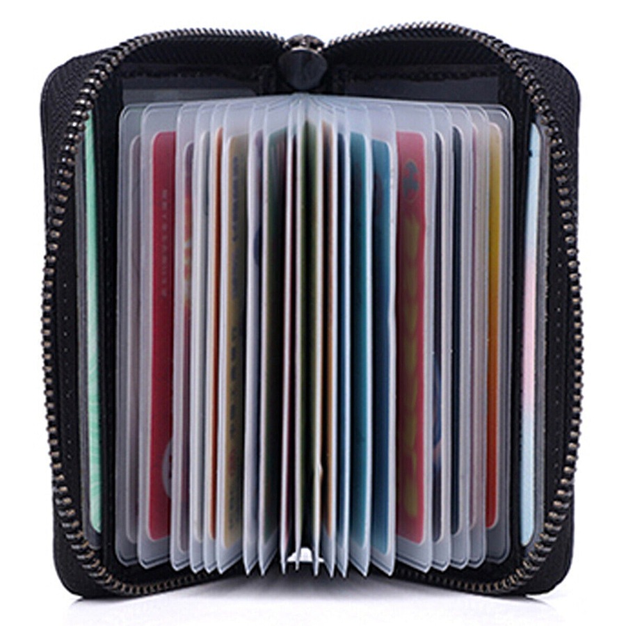 RFID Blocking Credit Card Holder Genuine Wallet Business Case Purse - 22 Cards