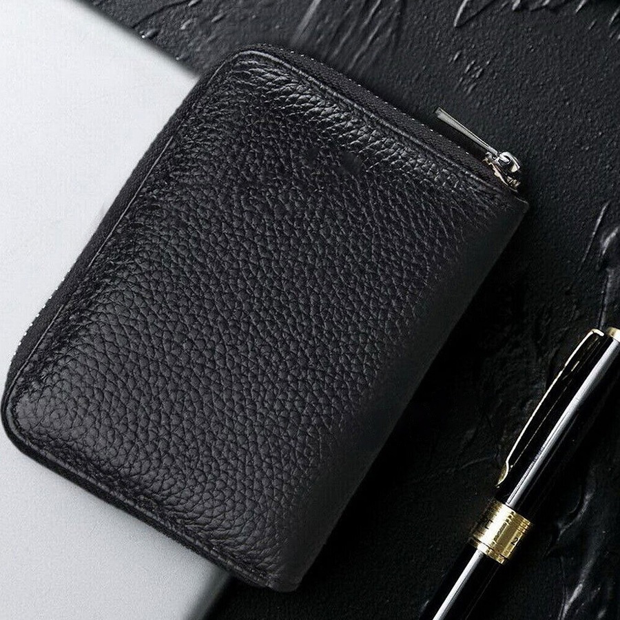RFID Blocking Credit Card Holder Genuine Wallet Business Case Purse - 22 Cards