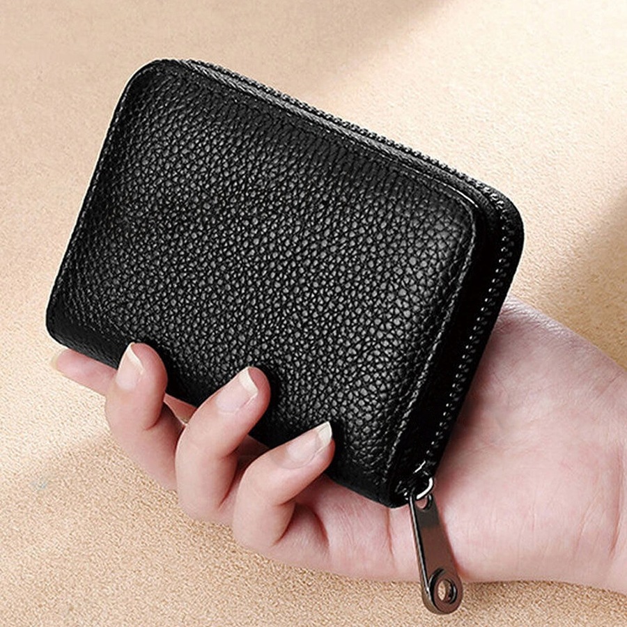 RFID Blocking Credit Card Holder Genuine Wallet Business Case Purse - 22 Cards