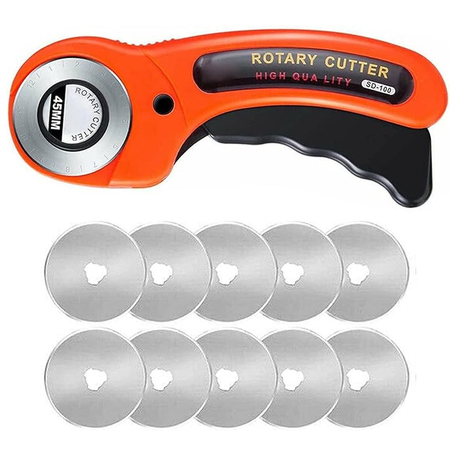 Rotary Cutter Professional Quilting Roller Fabric Cutting Tool And 10pcs Blades