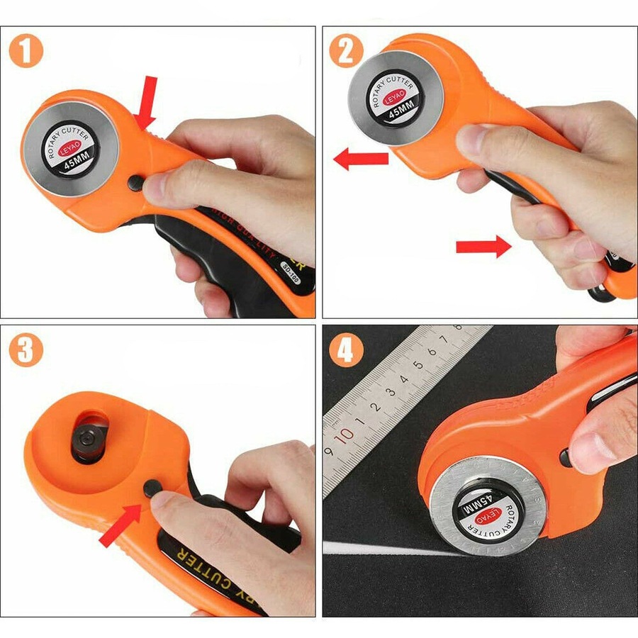 Rotary Cutter Professional Quilting Roller Fabric Cutting Tool And 10pcs Blades