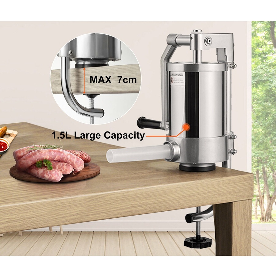 Sausage Stuffer 2.5LB 1.5L Homemade Meat Filler Machine Stainless Steel
