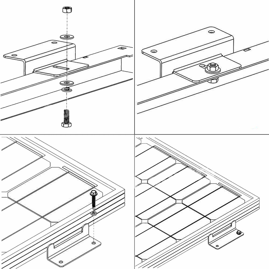 Solar Panel Mounting Z Bracket Set For Flat Roof Wall Mount Kit Aluminum - 4pcs