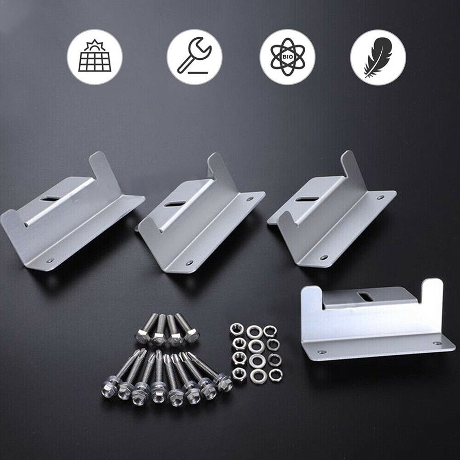 Solar Panel Mounting Z Bracket Set For Flat Roof Wall Mount Kit Aluminum - 4pcs