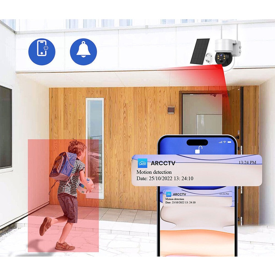 Solar Security Camera Battery Powered Outdoor Wireless WiFi CCTV PTZ Camera IP