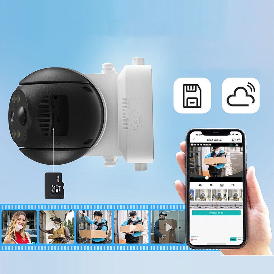 Solar Security Camera Battery Powered Outdoor Wireless WiFi CCTV PTZ Camera IP