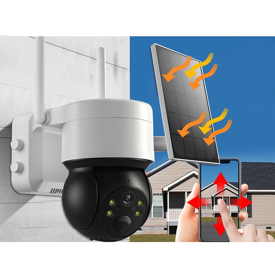 Solar Security Camera Battery Powered Outdoor Wireless WiFi CCTV PTZ Camera IP