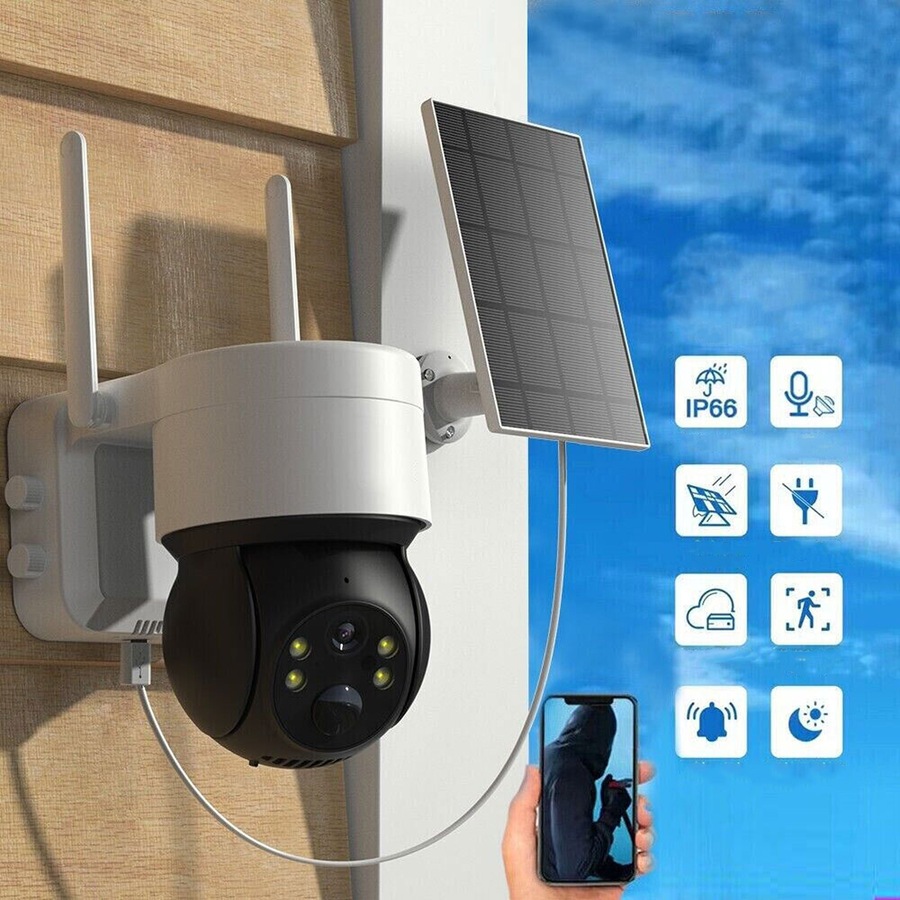 Solar Security Camera Battery Powered Outdoor Wireless WiFi CCTV PTZ Camera IP