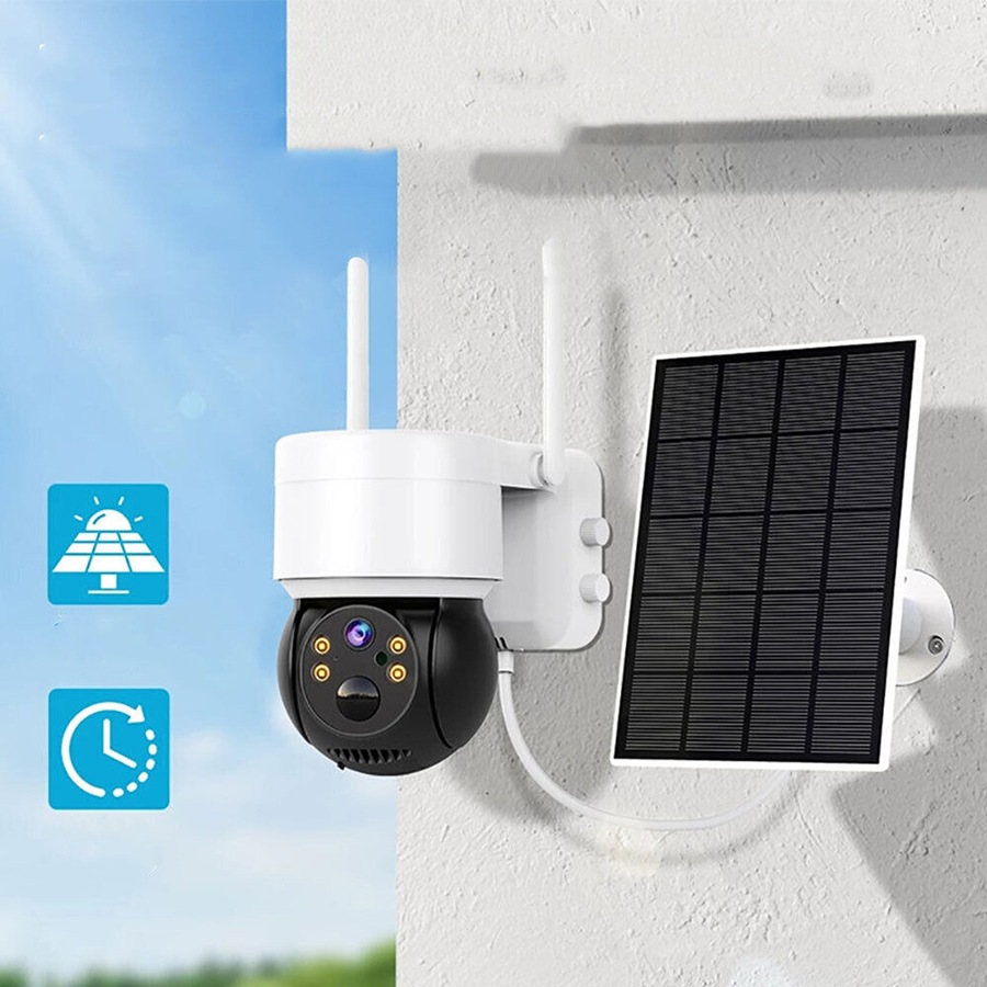 Solar Security Camera Battery Powered Outdoor Wireless WiFi CCTV PTZ Camera IP