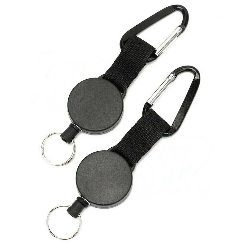 Buy Stainless Steel Recoil Key Chain Heavy Duty Retractable Pull Ring ...