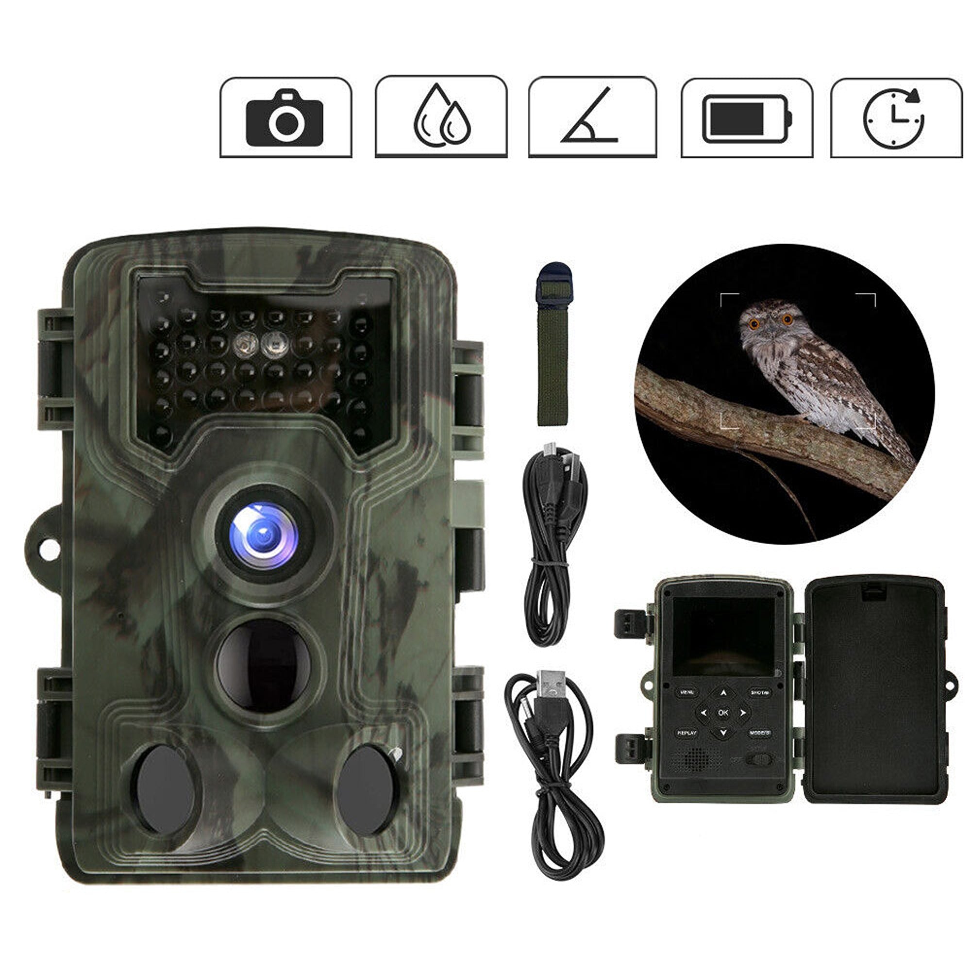 Trail Camera 36MP Farm Cam 1080P Night Vision