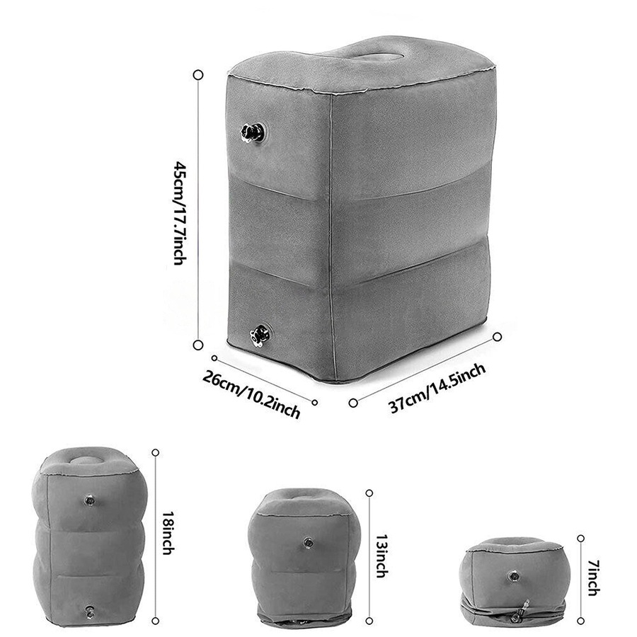 Travel Air Pillow Foot Rest Inflatable Cushion Car Leg Footrest XL - 3 Layers