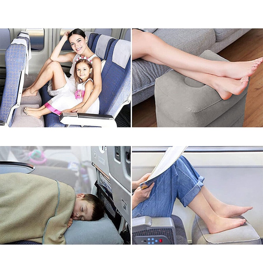 Travel Air Pillow Foot Rest Inflatable Cushion Car Leg Footrest XL - 3 Layers