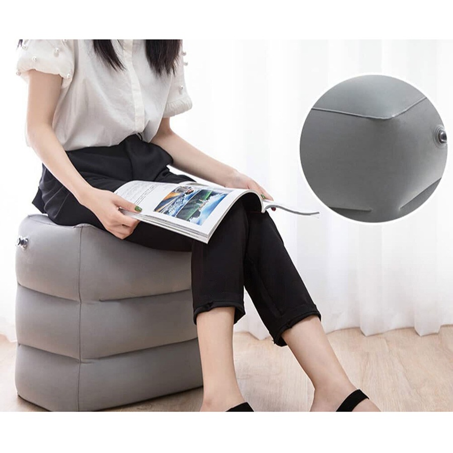 Travel Air Pillow Foot Rest Inflatable Cushion Car Leg Footrest XL - 3 Layers