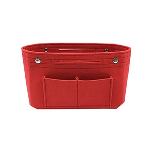 Travel Organiser Handbag Felt Bag Tote Insert Liner Purse Pouch Women 3 Sizes - Red