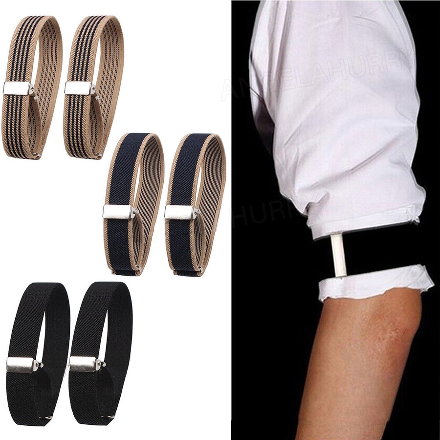 Unisex Anti-Slip Shirt Sleeve Holders Fashion Elastic Armbands Garter - 6pcs