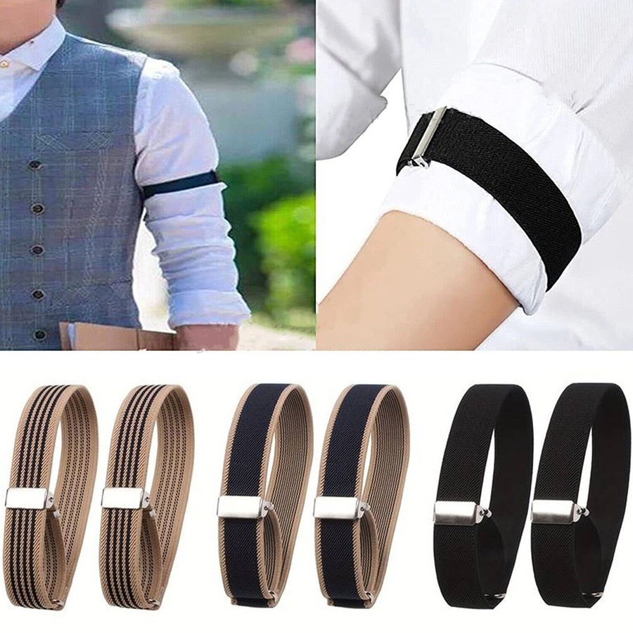 Unisex Anti-Slip Shirt Sleeve Holders Fashion Elastic Armbands Garter - 6pcs