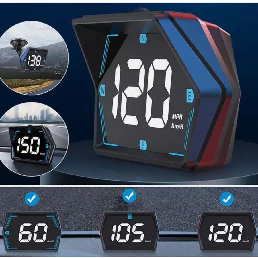 Universal Digital GPS Speedometer Car HUD Head Up Display MPH/KM Overspeed Alarm