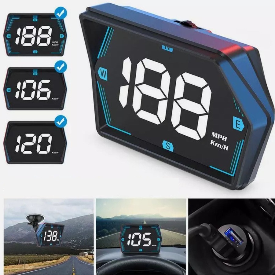 Universal Digital GPS Speedometer Car HUD Head Up Display MPH/KM Overspeed Alarm