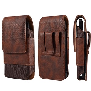 Universal Men Waist Bag Mobile Phone Belt Clip For Mobile Phone Holster Pouch - Brown