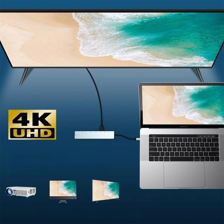 USB C Hub 8 in 1 USB C to HDMI Multiport Dongle Adapter 4K HDMI 3 USB 3.0 Ports