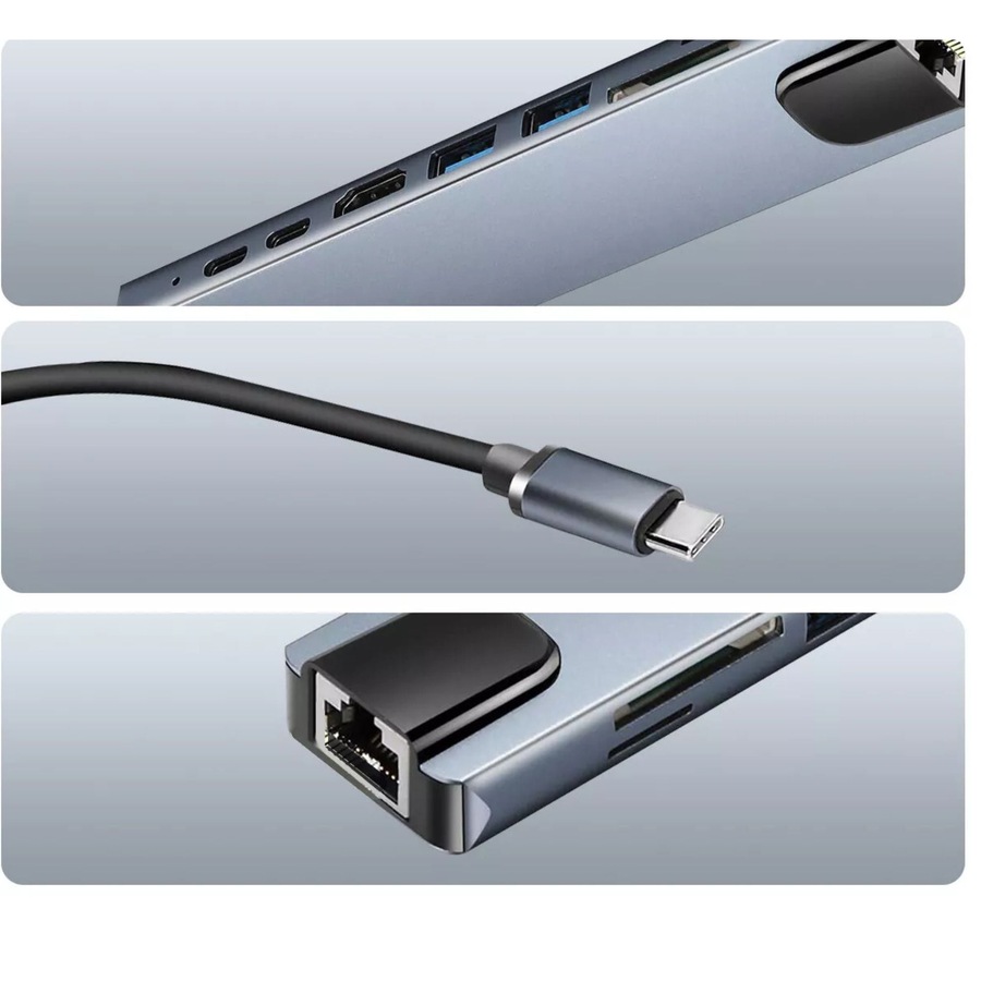 USB C Hub 8 in 1 USB C to HDMI Multiport Dongle Adapter 4K HDMI 3 USB 3.0 Ports