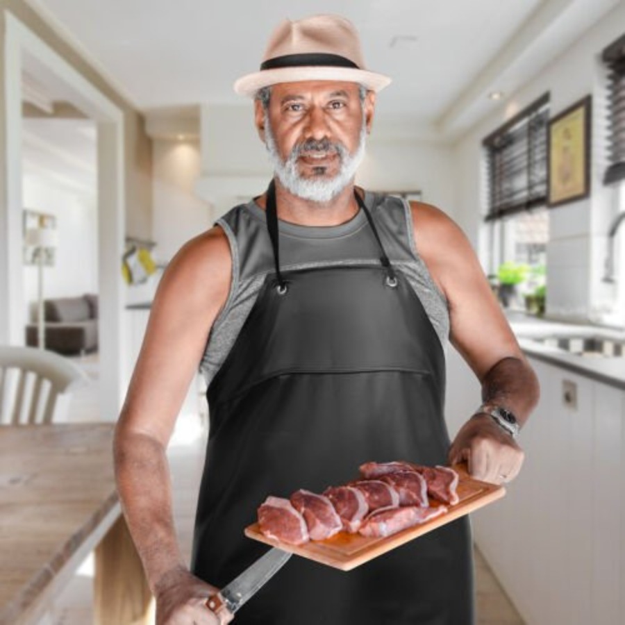 Waterproof PVC Plastic Apron Heavy Duty PU Black Orange Protective Industrial