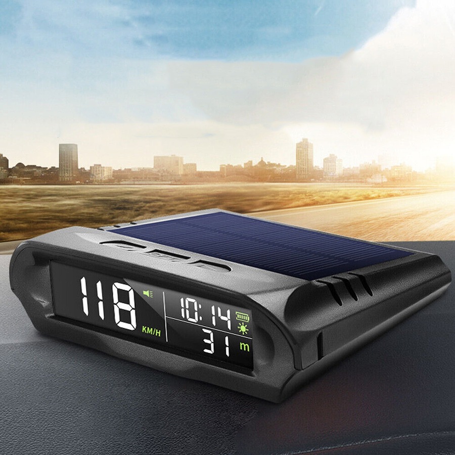Wireless Car Hud Head-up Display Solar Panel Digital GPS Speedometer Universal