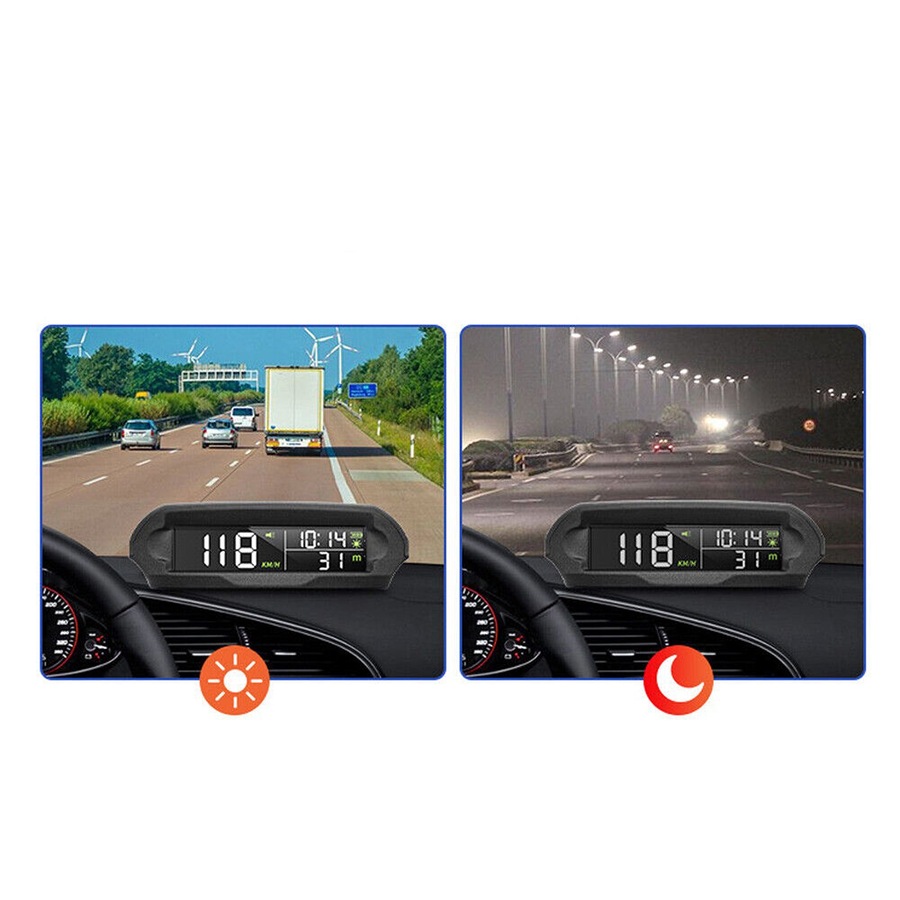 Wireless Car Hud Head-up Display Solar Panel Digital GPS Speedometer Universal
