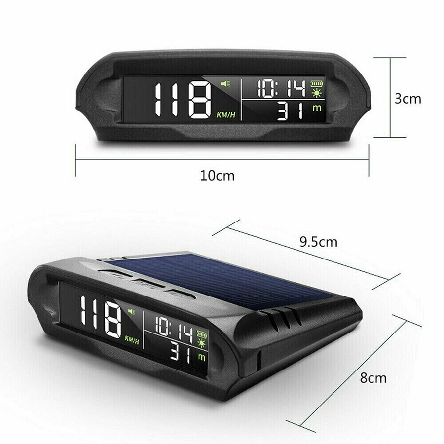 Wireless Car Hud Head-up Display Solar Panel Digital GPS Speedometer Universal