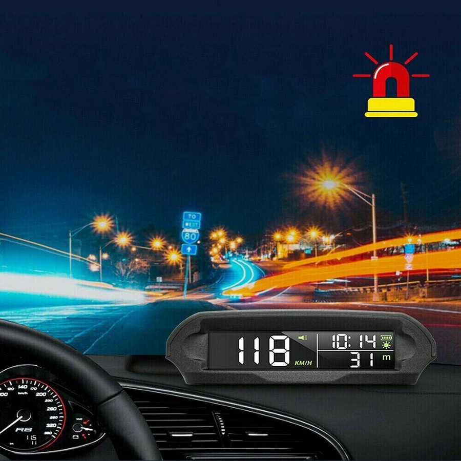 Wireless Car Hud Head-up Display Solar Panel Digital GPS Speedometer Universal