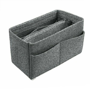 Women Felt Bag Travel Organizer Handbag Tote Insert Liner Purse Pouch - Grey