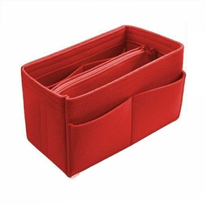 Women Felt Bag Travel Organizer Handbag Tote Insert Liner Purse Pouch - Red