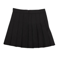 Women Girls School Pleated Skirt Summer High Waist Tartan Short Skirt - Black