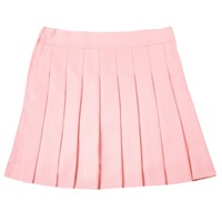 Women Girls School Pleated Skirt Summer High Waist Tartan Short Skirt - Light Pink