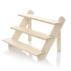 Wooden Earring Display Rack Jewelry Rings Shelf Watch Stand Holder - 3 Tiers