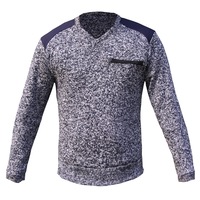 Work Jumper Sweater with Panel Zip Chest Pocket Marble Body - Navy