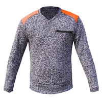 Work Jumper Sweater with Panel Zip Chest Pocket Marble Body - Navy Orange