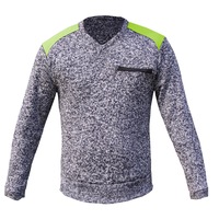 Work Jumper Sweater with Panel Zip Chest Pocket Marble Body - Navy Yellow