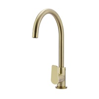 Meir Round Gooseneck Kitchen Mixer Tap with Paddle Handle - PVD Tiger Bronze