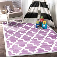 Piccolo Violet Pink and White Lattice Pattern Kids Rug