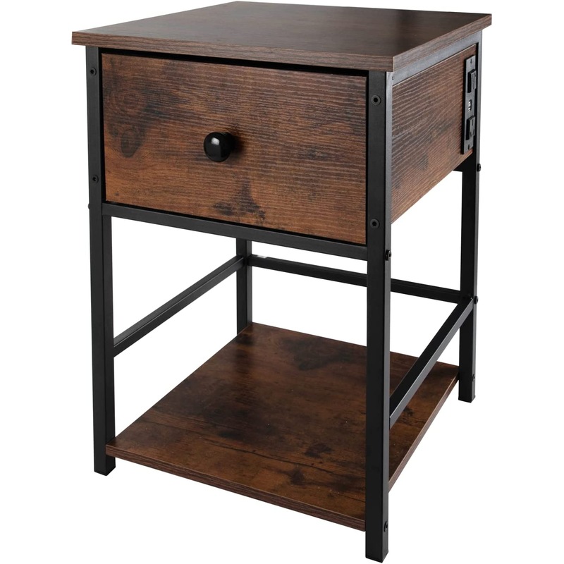 Buy 2 Tier Bedside Table USB Ports Power Outlets Bedroom MyDeal